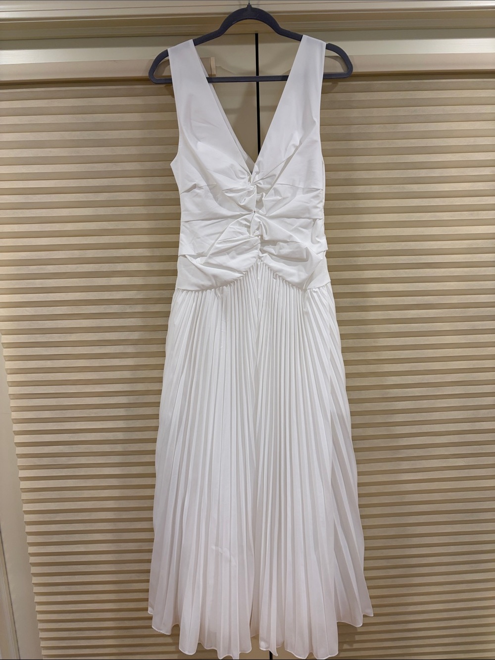NWOT Simkhai V-Neck Detailed Cotton Midi Dress in White, Size US 6
